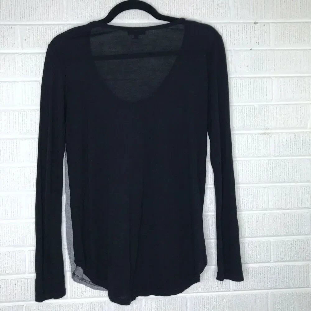 Aritzia Wilfred Free XXSmall 2XS Color Block Long Sleeve Tee Top Gray Black